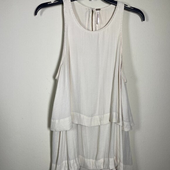 Free People Women's Ivory Layered Keyhole Back Tank Top Small - Picture 1 of 5